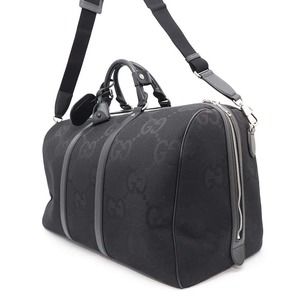 Gucci Jumbo GG Duffle Boston Bag Canvas Black
